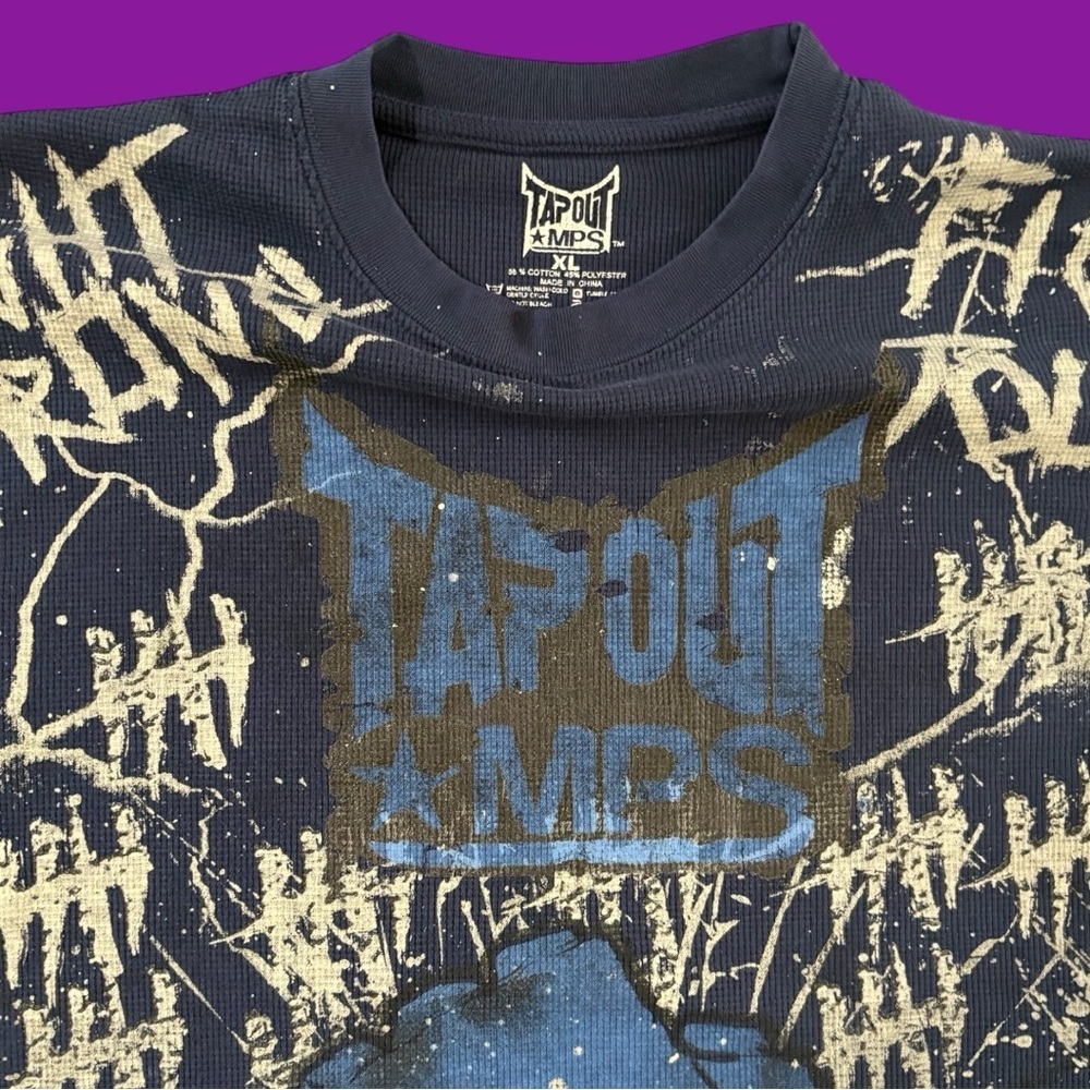 Navy Tapout long sleeve shirt with distressed details - Picture 4 of 5